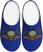 [EdWal] Pennsylvania State Flag print Winter Warm Slippers Indoor Anti-skid Plush Slippers Relaxing at Home for Women Men