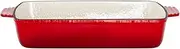 Healthy Choice Enamelled Cast Iron Rectangular Baking Pan – 3.4 Litre Capacity, Heavy-Duty Oven-Safe Roaster for Meats & Vegetables, Superior Heat Retention, Induction Compatible - Red