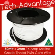 50M X 3mm 16 AMP MARINE TINNED TWO CORE LED WIRE/ELECTRICAL CABLE - BOAT/CARAVAN