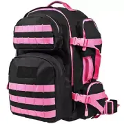 WOMENS PINK/BLACK TACTICAL BACKPACK 3 DAY BUG OUT BAG ASSAULT PACK MOLLE WEBBING