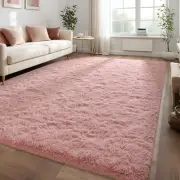 Litopyo Large Area Rugs for Living Room Bedroom, 6x9 Blush Pink Fluffy Shag