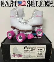Chicago Skates Girls Rink Roller Quad Skate, White/Pink, Size J10 - NEW IN BOX!