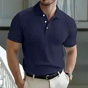 Men's Solid Color Knit Polo Sweater Polo Shirts Short Sleeve Lapel Basic Modern Comfortable Work Sports Outdoor Casual Buttons Knitted Summer Spring Summer L