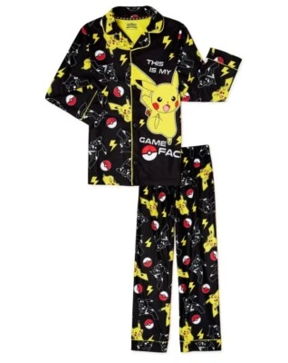 Pokémon Boys' Pikachu Pajamas Long Sleeve Button Up Shirt & Pants Set 4/5