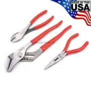 Wilde 3pc Plier Set Long Nose Tongue & Groove Diagonal Cutter Made in USA