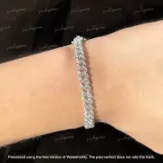 Lab Created Diamond 6MM Cuban Link Chain Men's Bracelet 8" 925 Sterling Silver