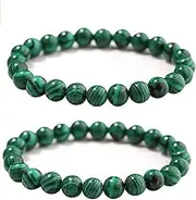 [COLORFUL BLING] Natural Malachite Bracelet Set,Handmade Gemstone Beaded Stretch Bracelets for Women Men Yoga Bracelet Natural Stone Crystal Beads Bracelets