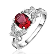 2 Pcs Silver Plated Butterfly Crystal Zircon Ring For Women