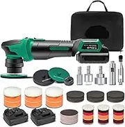 S4 Cordless Polisher for Detailed Polishing with 2Pcs 12V 2.5Ah Batteries, RO&DA Buffer Polisher, 1&3inch Mini Brushless Polishe