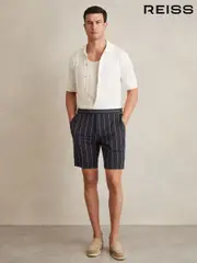 Reiss Navy Vine Striped Side-Adjuster Shorts (AP8501) | $195