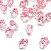 DomeStar Pink Fake Crushed Ice Rocks, 150 PCS Fake Diamonds Plastic Ice Cubes