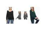 NWT Splendid Women's Harrow Cashblend V Neck Pullover Sweater Green Black $125