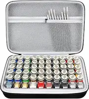 Model Paint Storage Case Compatible with Testors Paint Set, Paints Organizer Carrying Bag Holds 60 Bottles with 9 Fine Detail Miniatures Paint Brushes, Enamel Paint Container- Paint Not Included (Black)