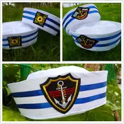 Kid Girl Boy Adult Women white Navy Sailor anchor Captain Costume Party Hat Cap