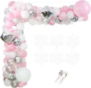 Pink White Silver Winter Onderland Balloon Arch Kit Baby Shower Birthday