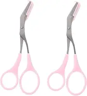 2pcs Beauty Scissors with Eyebrow Comb Curved Design for Precision Trimming Ergonomic Handle for Easy Grooming for Travel and Everyday Use