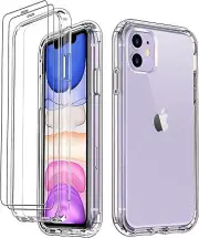 LUXVEER iPhone 11 TPU + PC Bumper Case, Tempered Glass Screen Protector - Clear
