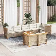 9 Piece Patio Garden Sofa Set - Outdoor Rattan Wicker Furniture, Chairs, Small Table, Chairs, for Balcony Conversation