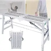 Scaffolding Platform Ladder Foldable Scaffold Tower Engineering Ladder, Adjustable Height Work Platform Step Ladder Stool, for Home Improvement, Washing Vehicles, Maintenance Work,160×40cm