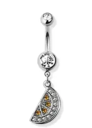 Belly Button Ring Navel gem Lemon Slice dangling