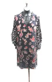 Alice + Olivia Women Multi Color Whimsy Paisley Print 3/4 Sleeve Shift Dress SM