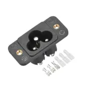 C6 Panel Mount Plug Adapter AC 250V 2.5A/5A 3P IEC Inlet Socket w Connector