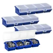 4 pcs Small Parts Storage Organizer Box with Lids Stackable Hardware Nail Blue