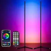 Corner Floor Lamp, Smart RGB LED Corner Lamp with App and Remote Control, 16 Million Colors & 68+ Scene, Music Sync, Timer Setting, Easy to Install (56" L-Shaped Base 2PCS)