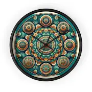 Home Decor Wall Clock Geometric Mandalas Vibrant Color Design
