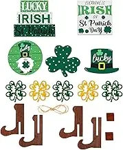Saint Patrick, Day Decor, Tiered Tray, Wooden Table Decorations, Festive St. Patrick's Day Theme Wooden Versatile Tiered Tray Decoration Easy to Display for St. Patrick's Day Celebrations