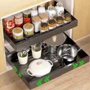 Delamu Pull Out Cabinet Organizer, Upgraded Slide Drawers, Heavy Black