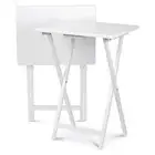 Set of 2 - Folding TV Tray Table in White Wood Finish