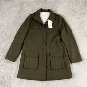 BROOKS BROTHERS Jacket Womens Size 14 Green Wool Long Peacoat Dress Coat NEW
