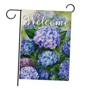 Welcome Spring Floral Flowers Garden Flag Double Sided, 12x18 Blue Hydrangea