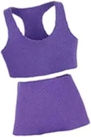 Hellery 1:12 Scale Sports Outfit Set for Dolls with Tank Top and Shorts , Light Purple