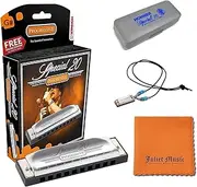 [Hohner] Harmonica Special 20 Key G# Progressive Series 560PBXG# 10 Holes, Bundle with Hard Case, Mini Harmonica Necklace Juliet Music Polishing Cloth