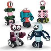 Catzon Kids Magnetic Blocks Robots Set with Storage Box Stacking Robots Toy-Five Star Alliance