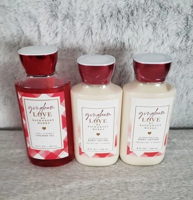 BATH & BODY WORKS SET OF 3 GINGHAM LOVE BODY CARE SET
