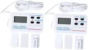 TEHAUX 2 pcs Thermometer for Fridge Outdoor Temperature Gauge Outdoor Thermometer Thermometer High and Low Temperature Alarm Plastic Thermometer Chest White Refrigerator