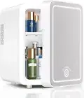 CUTIEWORLD Makeup Fridge With Dimmable LED Light Mirror, 4L Mini Fridge