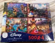 4 THOMAS KINKADE Walt Disney 500 Pc Puzzles Peter Pan Cinderella Tangled