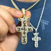 Travis Scott Cactus Jack Cross Bling Pendant & 24" Rope Chain Hip Hop Necklace