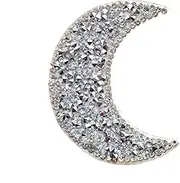 5 pcs Rhinestones Moon Patches Crystal Embroidered Moon Sticker Applique Iron-on Transfer Moon Badges Bling (White)