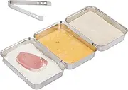 Relaxdays Breading Trays Stainless Steel, Fish Batter Station, Pans with Tongs, Stackable, Dishwasher-Safe, Silver