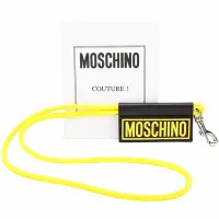 在飛比找Yahoo奇摩購物中心優惠-MOSCHINO 品牌矽膠字母彈性掛繩皮革牌鑰匙圈(黃色)