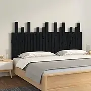 VRAXO Wall Headboard Black 159.5x3x80 cm Solid Wood Pine -7.98KG,824802