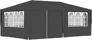 vidaXL Professional Outdoor Party Tent - 4x6m, Anthracite, 90 g/m² Polyethylene Material, with Side Walls & Decorative Windows, UV and Water Resistant