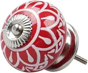 Ceramic Knob,Cabinet,Furniture Pull Handles,Door Pull,Drawer Pull Handle,Ceramic Knobs Vintage Knob Drawers Round Pull Handle Furniture Cupboard Wardrobe Dresser Door Decorative, Red