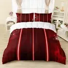 Duvet Cover Set King Size, Modern Red Geometric Pattern Bedding Set for