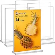 Acrylic Sign Holder A4 Size, Double Sided Display Clear TableTop Plastic Sign Holder, for Wedding Reception, Menu, Party Decoration, Picture Frames (6)